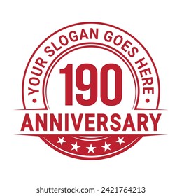 190 years anniversary logo design template. 190th anniversary celebrating logotype. Vector and illustration.