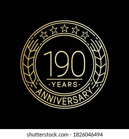 190 years anniversary logo template. 190th line art vector and illustration.