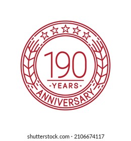 190 years anniversary logo template. 190th line art vector and illustration.