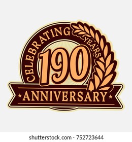 190 years anniversary logo template. Vector and illustration.