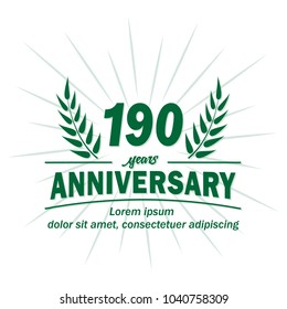 190 years anniversary logo. Vector and illustration.