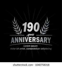 190 years anniversary logo. Vector and illustration.
