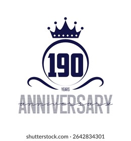 190 years celebrating anniversary logo. 190th years anniversary design template. Vector and illustration.