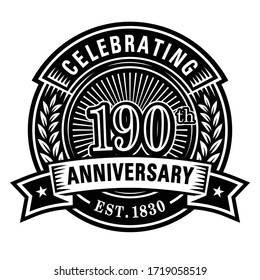 190 years of celebrations design template. 190th logo. Vector and illustrations.