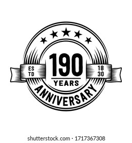 190 years logo design template. 190th anniversary vector and illustration.