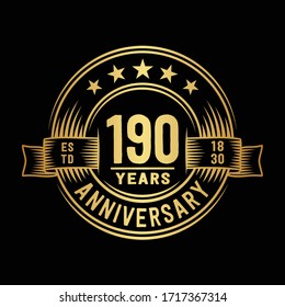 190 years logo design template. 190th anniversary vector and illustration.