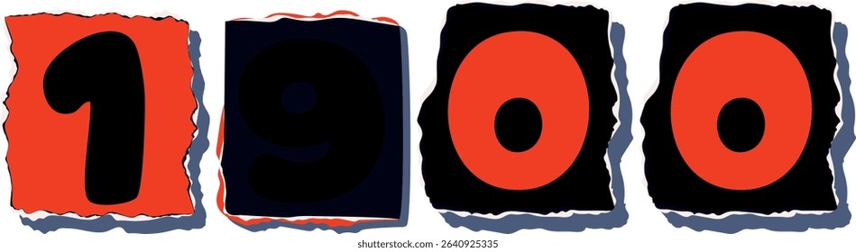 1900 Retro torn paper number Design art