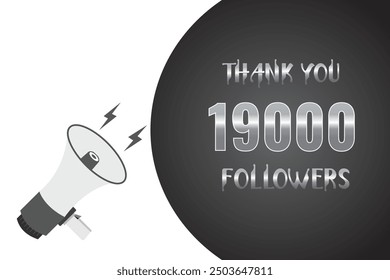 19000 OR 19K followers celebration. Thank you 19000   followers congratulation template banner. banner for social 19K friends and followers. celebrate subscribers and followers.
