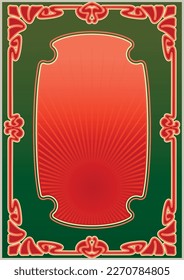 1900-1920s Retro Art Nouveau Psychedelic Colors Background Frame
