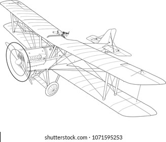 1900's Royal Air Force plane line art