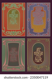 1900s-1920s Art Nouveau Vintage Decorative Lettering And Floral Frame Posters Set