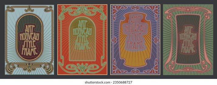 1900s-1920s Vintage Art Nouveau Floristic Frame Decorative Lettering Background Posters Set