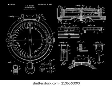 1902 Pocket Compass Patent Art.