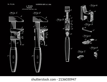 1904 Vintage Wrench Patent Art.