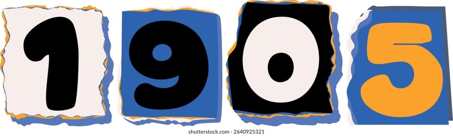 1905 Retro torn paper number Design art