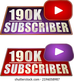 190K subscriber banner template Vector illustration and nice  red, violet,gold, black color