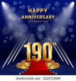 190th Anniversary Celebration. Template design with golden stage for celebration event, wedding, greeting card and invitation card. Vector illustration EPS10