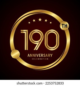 190th anniversary logo design concept with golden ring. Logo Vector Template