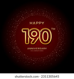 190th  anniversary logo design with a double line concept in gold color, logo vector template illustration