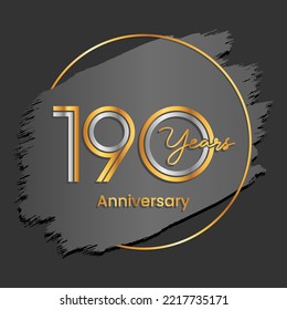 190th Anniversary. Anniversary logo design with gold and silver text isolated on abstract background for celebration event, invitation card, greeting card, flyer, banner, poster, vector illustration