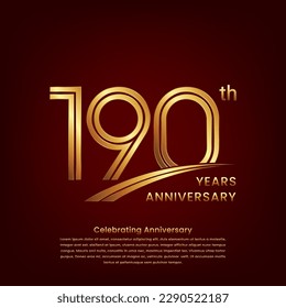 190th Anniversary logo with double line concept design, Golden number for anniversary celebration event. Logo Vector Template