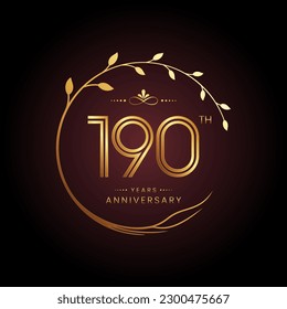 190th anniversary logo with golden number for celebration event, invitation, wedding, greeting card, banner, poster, and flyer Golden tree vector design