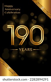 190th Anniversary template design with double line numbers. Golden anniversary template. Vector