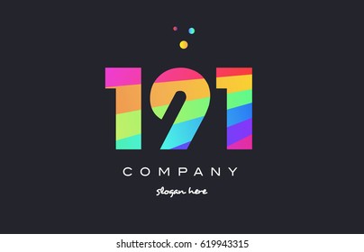 191 creative color green orange blue magenta pink number digit company logo vector icon spectrum