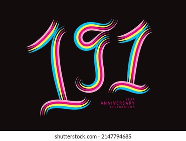 191 number design vector, graphic t shirt, 191 years anniversary celebration logotype colorful line, 191th birthday logo, Banner template, logo number elements for invitation card, poster, t-shirt.