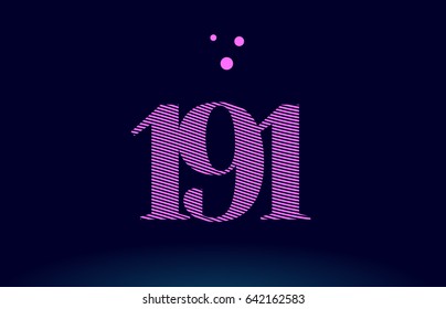 191 number digit logo pink line stripes magenta purple blue font creative text dots company vector icon design