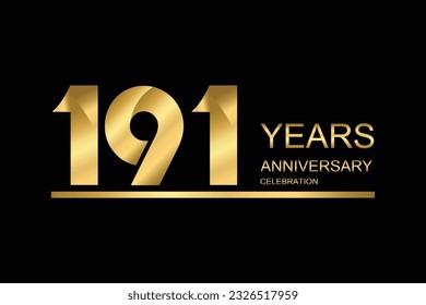 191 year anniversary vector banner template. gold icon isolated on black background.