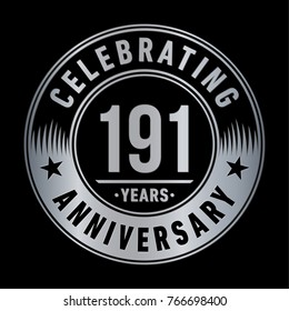 191 years anniversary logo template. Vector and illustration.