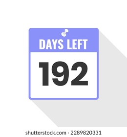 192 Days Left Countdown sales icon. 192 days left to go Promotional banner