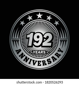 192 years anniversary. Anniversary logo design. Vector and illustration.