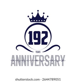 192 anos modelo de design de logotipo. Vetor e ilustração do 192º aniversário.