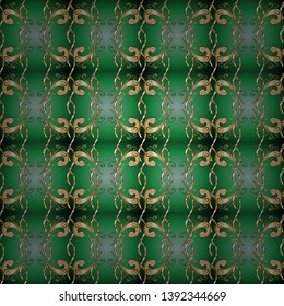 1920-30s motifs. Vector line design. Luxury vintage illustration. Geometric decorative digital papers. Cute backgrounds. Fan scales ornaments. Art Deco Patterns on green and brown colors.