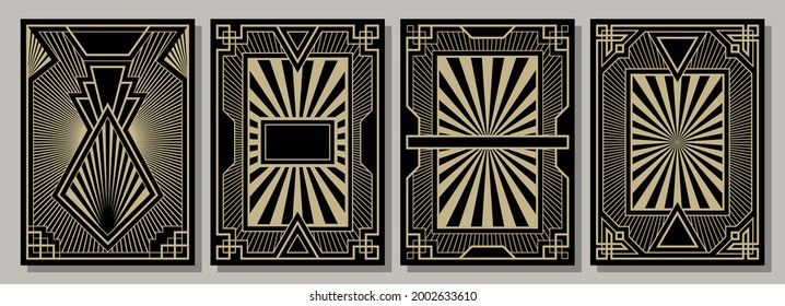 1920s - 1940s Art Deco Style Backgrounds, Geometrical Ornate Templates for Retro posters, covers, illustrations