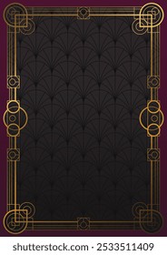 1920s Art Deco estilo fundo, modelo de vetor para pôsteres de festa retro, capas, ilustrações. 20s cores, quadro dourado