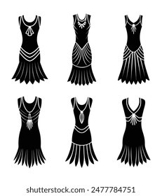   1920s Dropped Waist and Fringe Dress Silhouettes