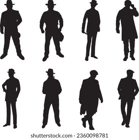 1920s Men Silhouette Vector Graphic Pack