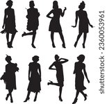 1920s Women Silhouette Vector Pack