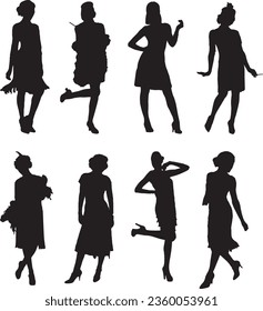 1920s Women Silhouette Vector Pack