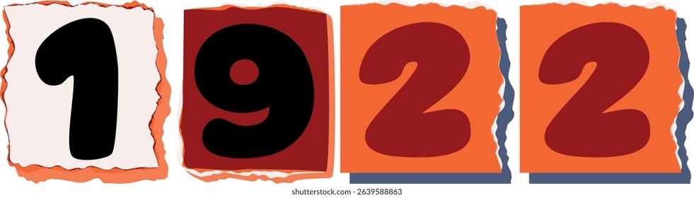 1922 Retro torn paper number Design art