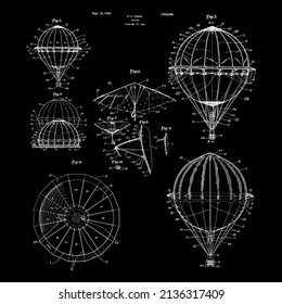 1925 Vintage Hot Air Balloon Patent Art.