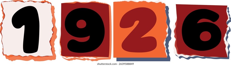 1926 Retro torn paper number Design art
