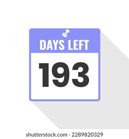 193 Days Left Countdown sales icon. 193 days left to go Promotional banner