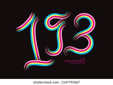 193 number design vector, graphic t shirt, 193 years anniversary celebration logotype colorful line, 193th birthday logo, Banner template, logo number elements for invitation card, poster, t-shirt.