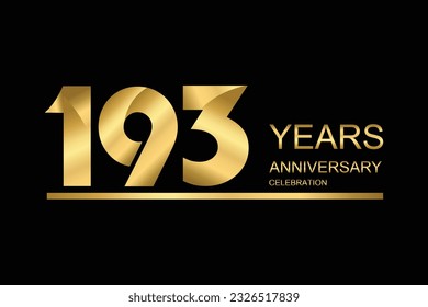 193 year anniversary vector banner template. gold icon isolated on black background.