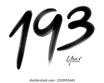 193 Years Anniversary Celebration Vector Template, 193 number logo design, 193th birthday, Black Lettering Numbers brush drawing hand drawn sketch, number logo design vector illustration