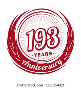 193 years anniversary. Anniversary logo design. 193 years logo